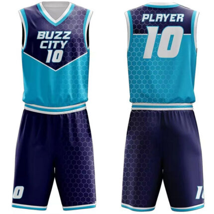 KyzoFire Custom Digital Printed Polyester Basketball Uniform Kit – Personalized Team Jersey & Shorts