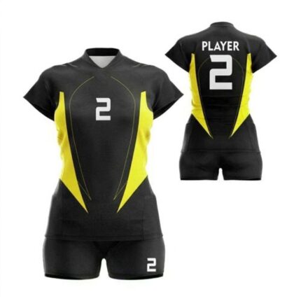 KyzoFire Custom Digital Printed Polyester Volleyball Uniform Kit – Personalized Team Jersey & Shorts