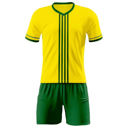 Yellow & Green Striped Football Kit – Professional Team Football Uniform