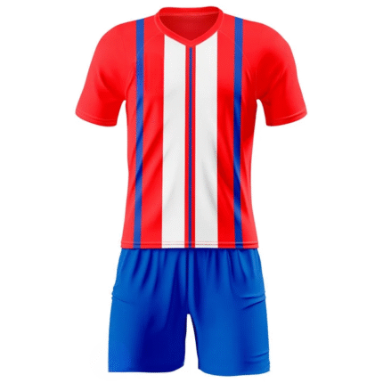 Red & Blue Striped Football Kit