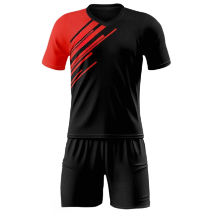 Red & Black Diagonal Graphic Football Kit – Professional Team Football Uniform