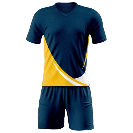 Custom Navy Blue & Yellow Football Kit Design - Breathable Sports Uniform Jersey & Shorts Set